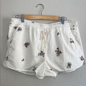 LOFT Floral Print White Athletic Shorts